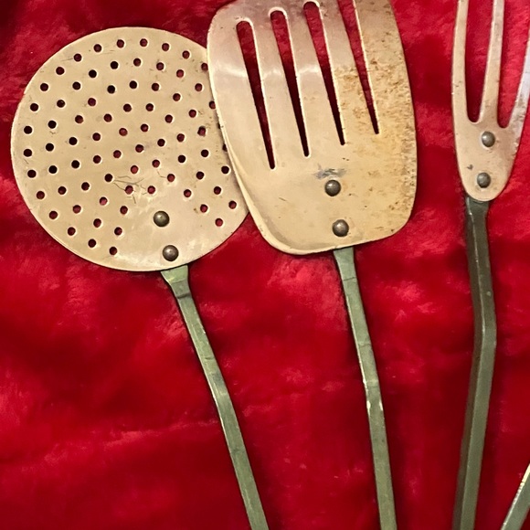 Vintage Set of 4 Copper Hanging Cooking Utensils - Picture 2 of 16